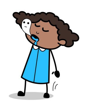 Soul Leaving Dead Body - Retro Black Office Girl Cartoon Vector 