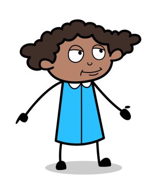 Sakin Davranış - Retro Siyah Ofis Kız Karikatür Vektör Illustrat