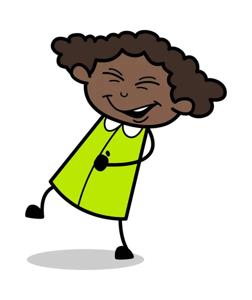Fazendo diversão - Retro Black Office Girl Cartoon Vector Ilustração —  Vetores de Stock