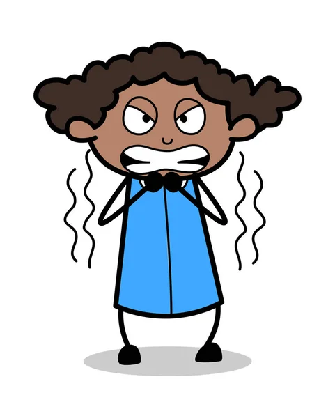 Highly irritating - Retro Black Office Girl Cartoon Vector Illus — стоковый вектор