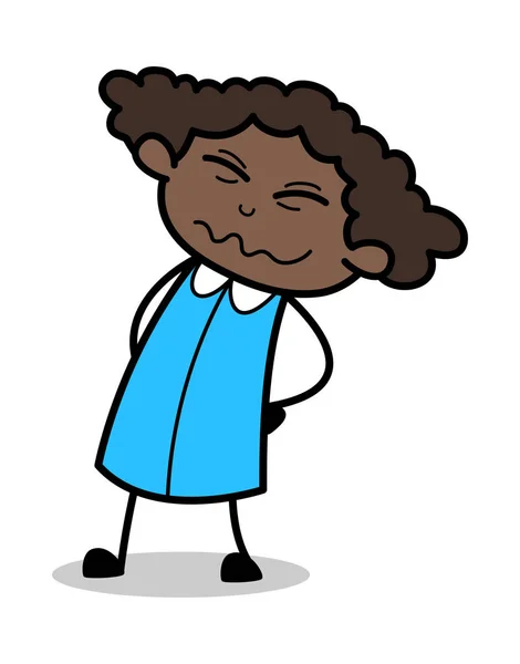 Dolor de espalda - Retro Negro Oficina Chica Dibujos animados Vector Ilustración — Vector de stock