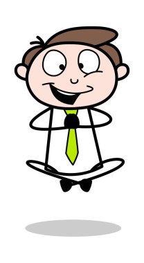 Meditasyon Poses - Ofis İşadamı Çalışan Karikatür Vektör Il