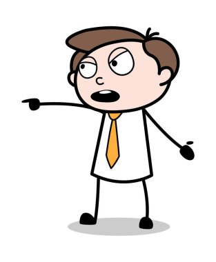 İşaret Parmağıyla Gösteriliyor - Ofis İşadamı Çalışan Carto
