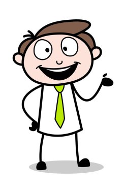 Sunum - Ofis İşadamı Çalışan Karikatür Vektör Illustra