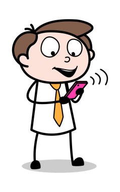 Online Sipariş - Ofis İşadamı Çalışan Karikatür Vektör Ill