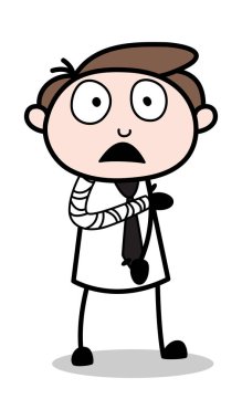 Kırık El - Ofis İşadamı Çalışan Karikatür Vektör Illustr