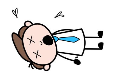 Dead - Ofis İşadamı Çalışan Karikatür Vektör İllüstrasyon