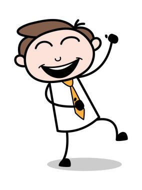 Şaka Gülen - Ofis İşadamı Çalışan Karikatür Vektör Il