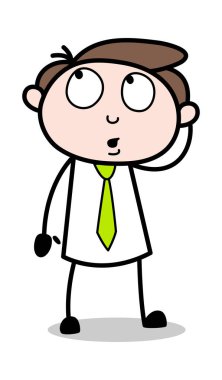 Hatırlama - Ofis İşadamı Çalışan Karikatür Vektör Illustr