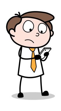 Telefonda Sohbet - Ofis İşadamı Çalışan Karikatür Vektör I