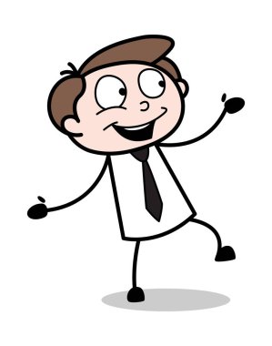 Joy Dancing - Ofis İşadamı Çalışan Karikatür Vektör Illu
