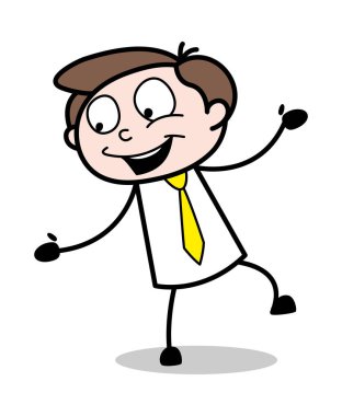 Zevk ve Dans - Ofis İşadamı Çalışan Karikatür Vecto