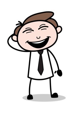 Çok Mutlu - Ofis İşadamı Çalışan Karikatür Vektör Illustra