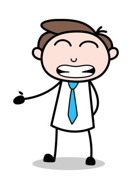 Sahte Smile - Ofis İşadamı Çalışan Karikatür Vektör Illustra