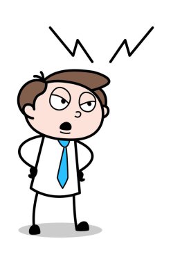 Çok Kaba Konuşan - Ofis İşadamı Çalışan Karikatür Vektör I