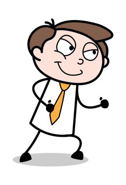 Koşu Poz - Ofis İşadamı Çalışan Karikatür Vektör Illust