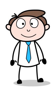 Sadece ayakta ve gülümseyerek - Ofis İşadamı Cartoo