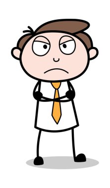 Öfke Mood - Ofis İşadamı Çalışan Karikatür Vektör Illus