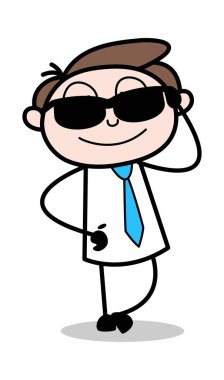 Güneş Gözlüğü Takıyor - Ofis İşadamı Çalışan Karikatür Vektör