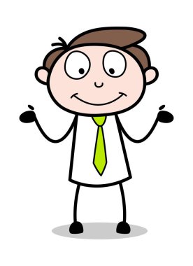 Açık Elle Gülümseyen - Ofis İşadamı Çalışan Karikatür V