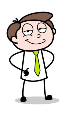 Olumlu Tutum - Ofis İşadamı Çalışan Karikatür Vektör I