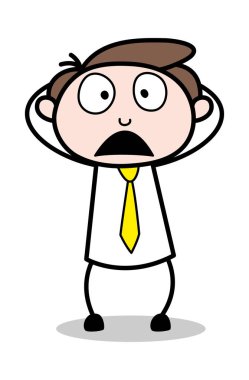 Korkmuş - Ofis İşadamı Çalışan Karikatür Vektör Illustra