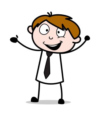 Mutluluk içinde hareket yapmak - Ofis Satış Elemanı Karikatür Vektör