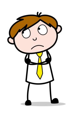 Konuşmadan Önce Hatırlatma - Ofis Satıcısı Çalışan Karikatür Vektör 