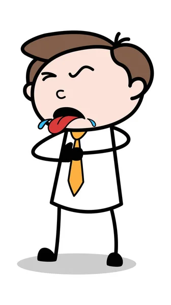 Vomiting - Office Businessman Employee Cartoon Vector Illustrati — Stock Vector