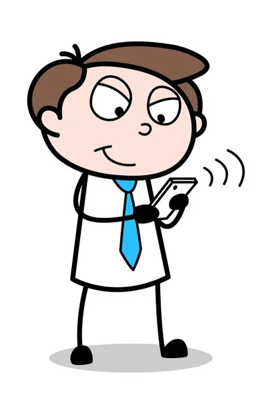 Chatting on Mobile - Office Businessman and Cartoon Vector — стоковый вектор