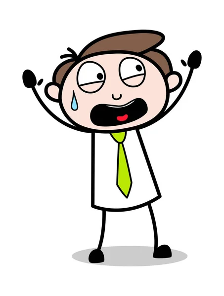 Assustado - Escritório Employee Employee Cartoon Vector Ilustração — Vetor de Stock