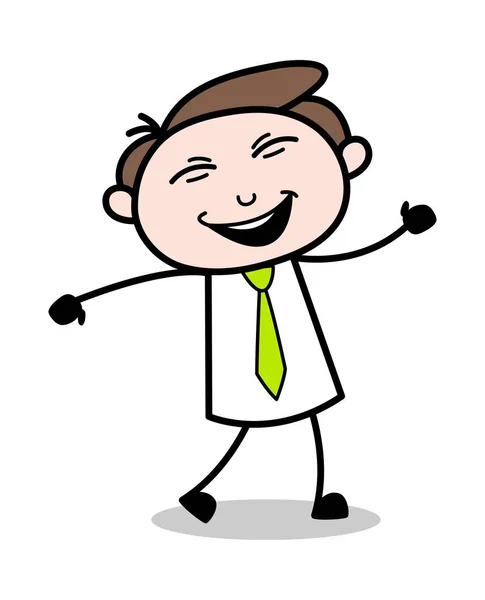 Felicidade - Escritório Empresário Empregado Cartoon Vector Ilustrat — Vetor de Stock