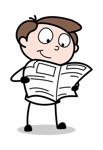 Periódico de lectura - Oficina Empresario Empleado Dibujos animados Vector I — Vector de stock