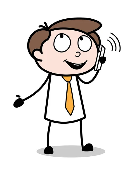 電話で話す - オフィスビジネスマン従業員漫画ベクトルイル — ストックベクタ