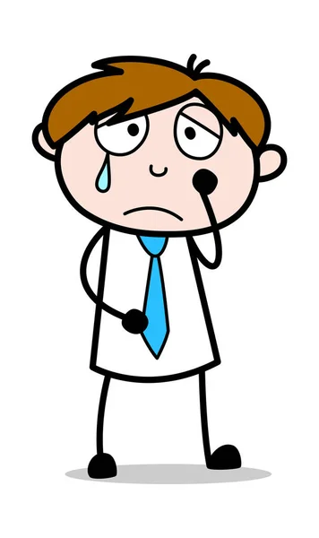 Very Sad - Office Salesman Employee Cartoon Vector Illustration — Stock Vector