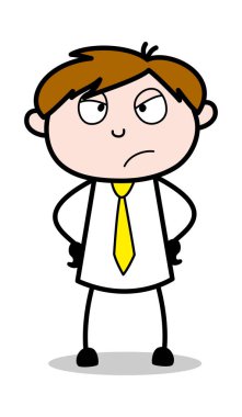Çok Angry Mood - Ofis Satıcısı Çalışan Karikatür Vektör Illust