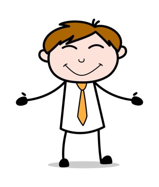 Happy Host - Ofis Satış Elemanı Karikatür Vektör Illustratio