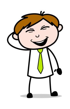 Yaramaz Gülümseyen - Ofis Satıcısı Çalışan Karikatür Vektör Illust
