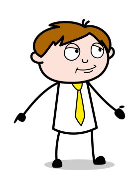 Masum Talking - Ofis Satıcısı Çalışan Karikatür Vektör Ill