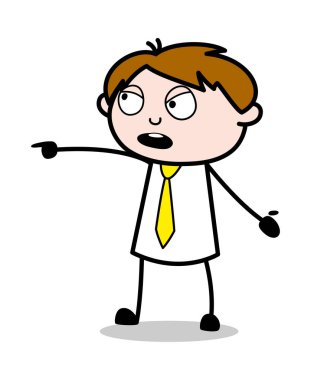 Bağırma ve Azarlama - Ofis Satıcısı Çalışan Karikatür Vektör 