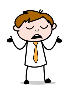Cehalet - Ofis Satıcısı Çalışan Karikatür Vektör İllüstrasyon