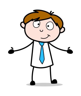 Mutlu Sunum - Ofis Satıcısı Çalışan Karikatür Vektör Ill