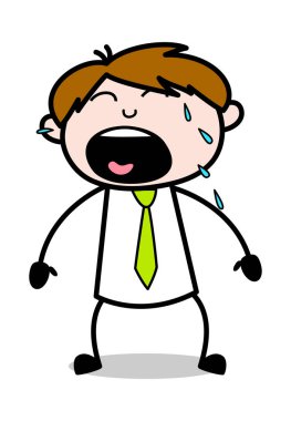 Yüksek Sesle Ağlama - Ofis Satış Elemanı Karikatür Vektör Illustra