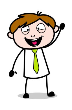 Merhaba El Dalgahareketi - Ofis Satıcısı Çalışan Karikatür Vecto