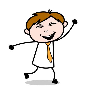 Mutluluk Içinde Dans - Ofis Satıcısı Çalışan Karikatür Vektör I