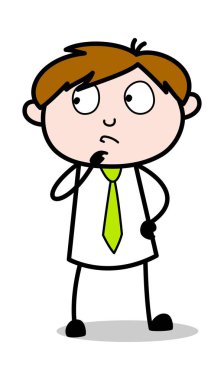 Derinden Düşünme - Ofis Satıcısı Çalışan Karikatür Vektör Illust