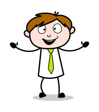 Açık Eller ile Ayakta - Ofis Satış Elemanı Karikatür Vect