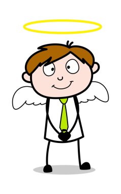 Angel - Ofis Satıcısı Çizgi Film Vektörü İllüstrasyonu