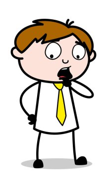 Konuşmadan Önce Düşünme - Ofis Satıcısı Çalışan Karikatür Vektör