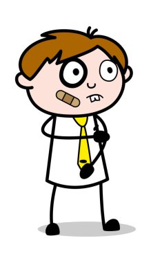 Komik Yaralı Yüz - Ofis Satıcısı Çalışan Karikatür Vektör Ill